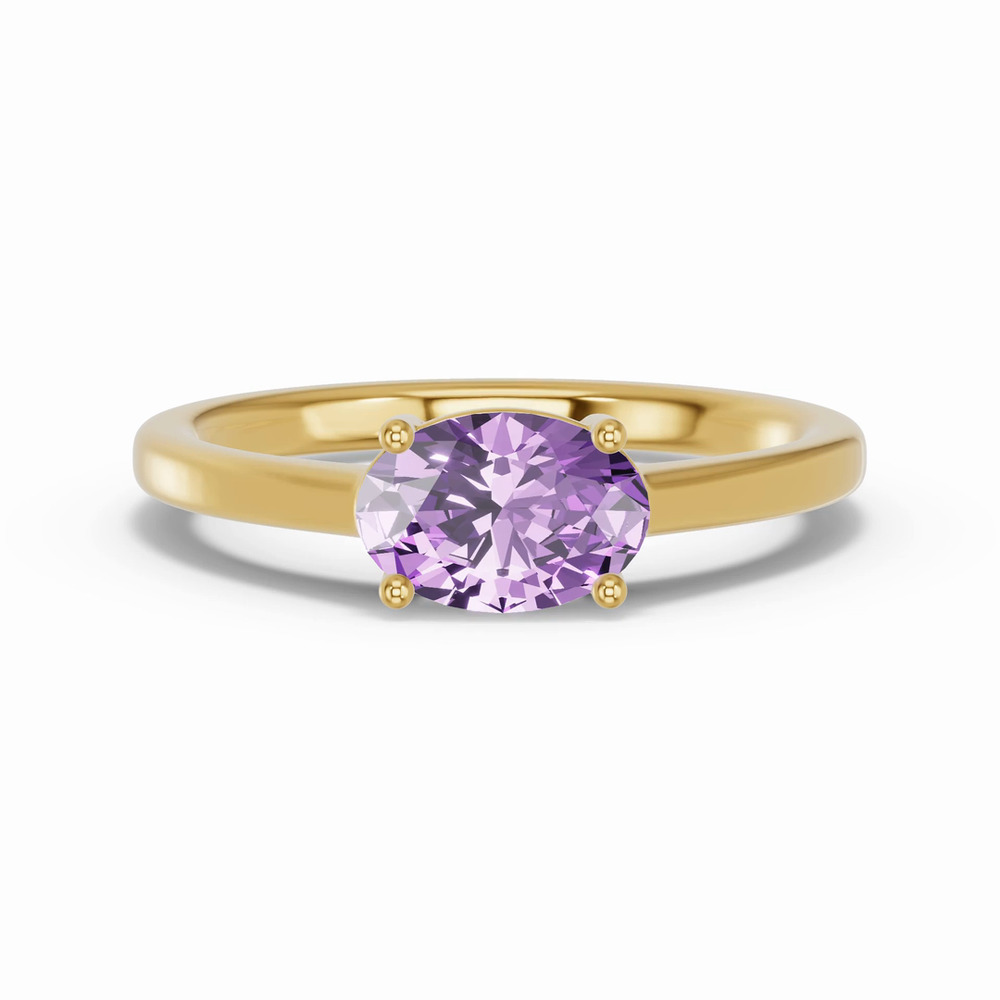 360 degree view of Oval Amethyst East-West Ring