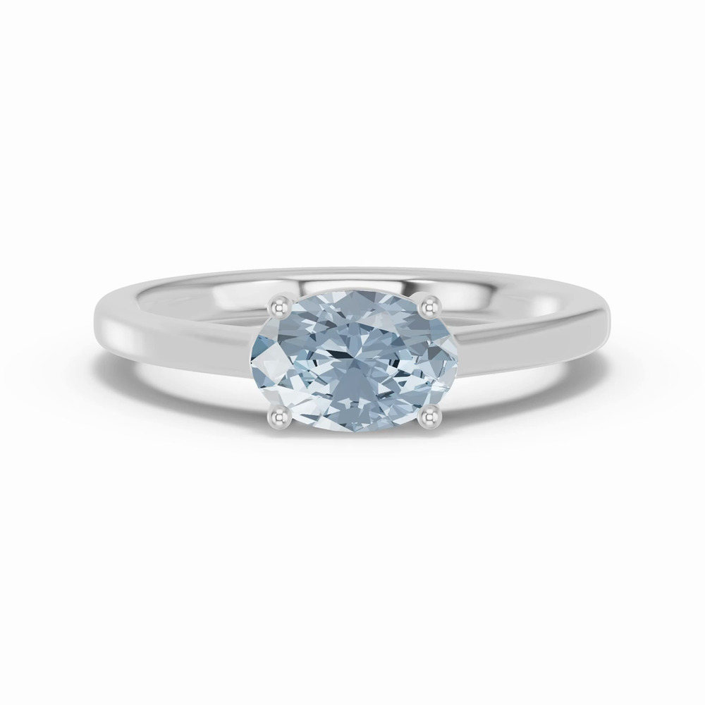 360 degree view of Oval Aquamarine East-West Ring