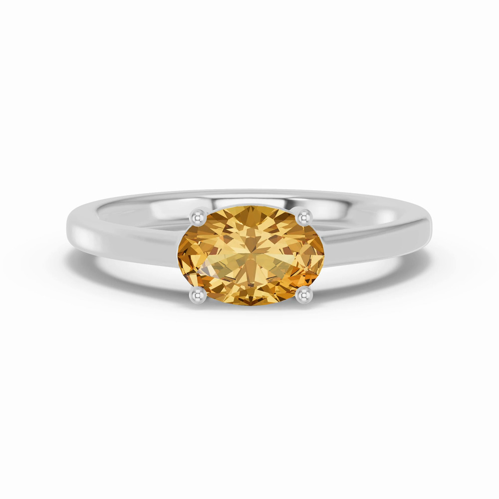 360 degree view of Oval Citrine East-West Ring