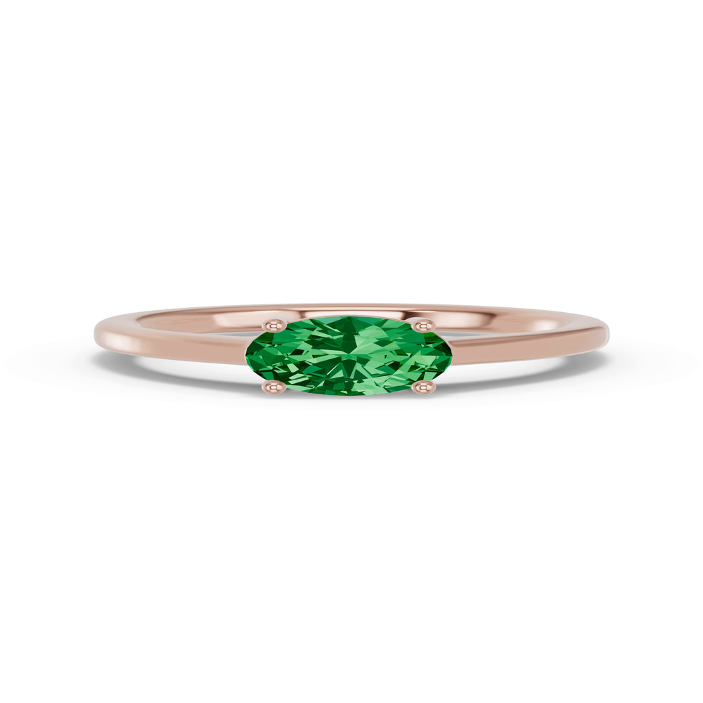 360 degree view of Oval Emerald East-West Ring