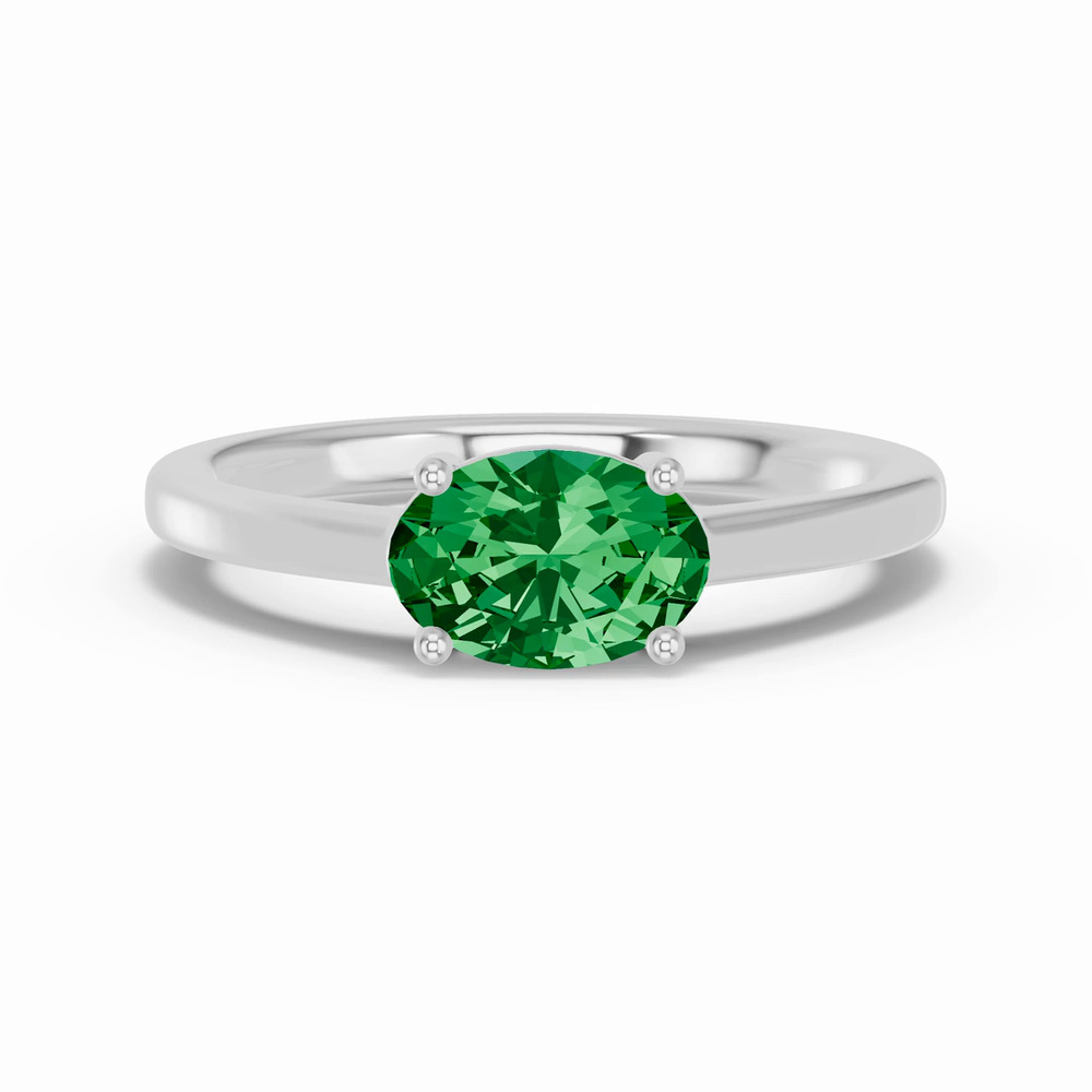 360 degree view of Oval Emerald East-West Ring
