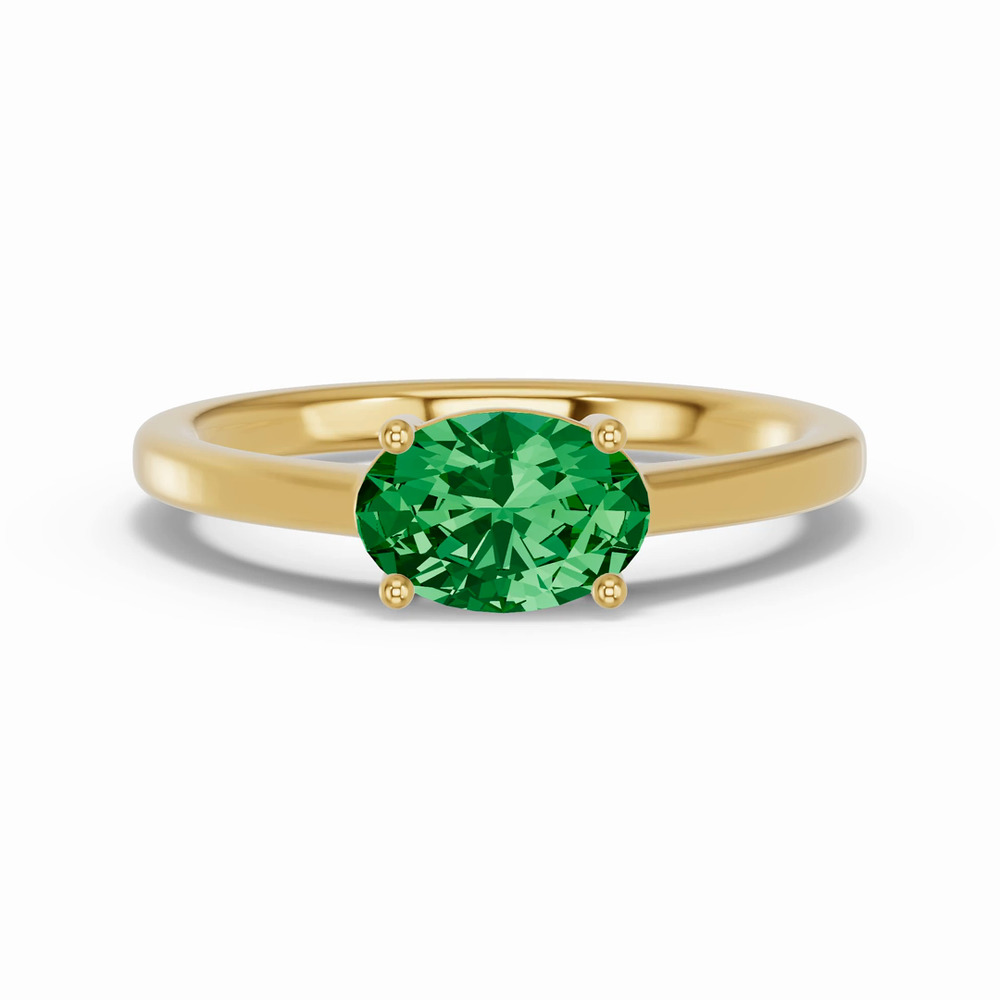 360 degree view of Oval Emerald East-West Ring