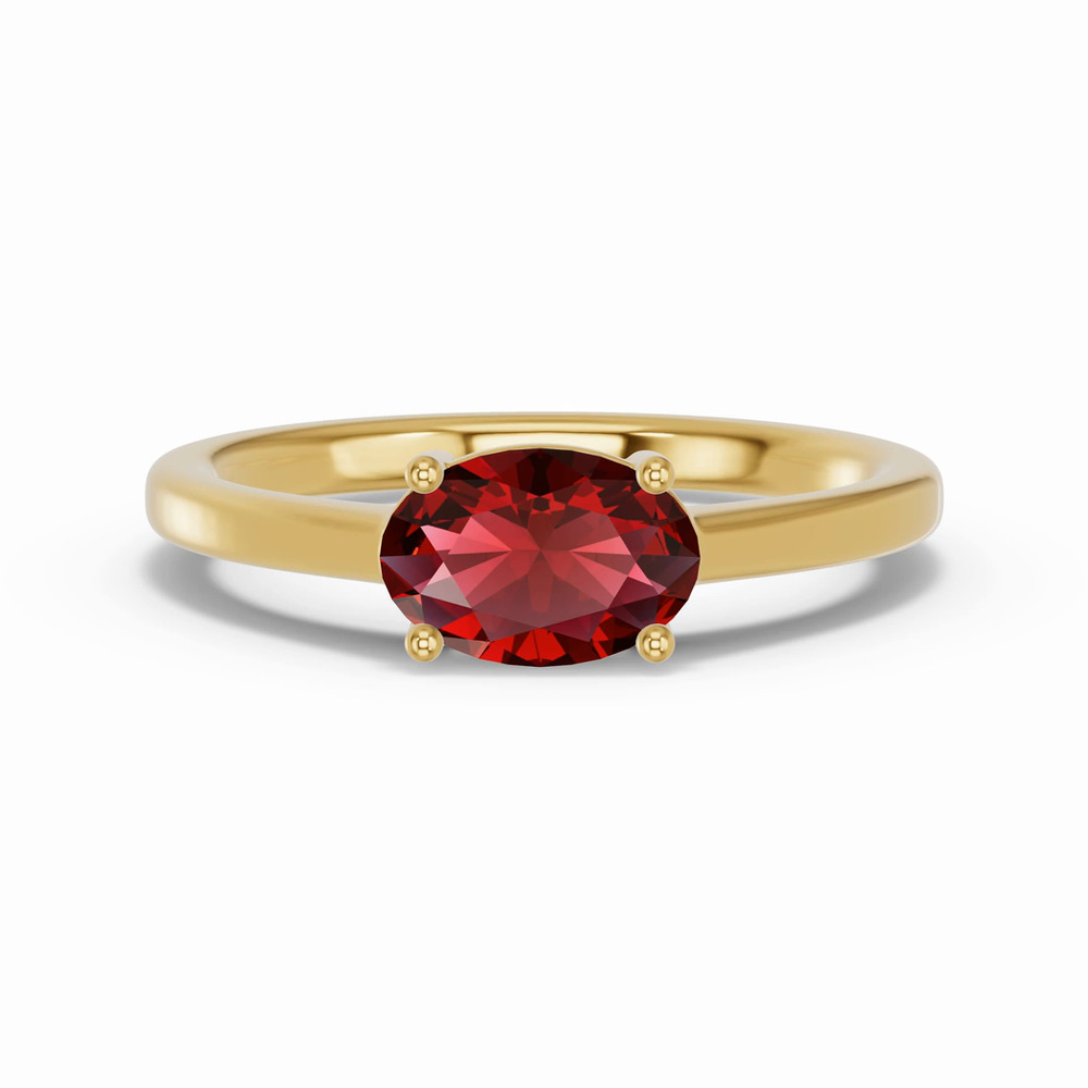 360 degree view of Oval Garnet East-West Ring