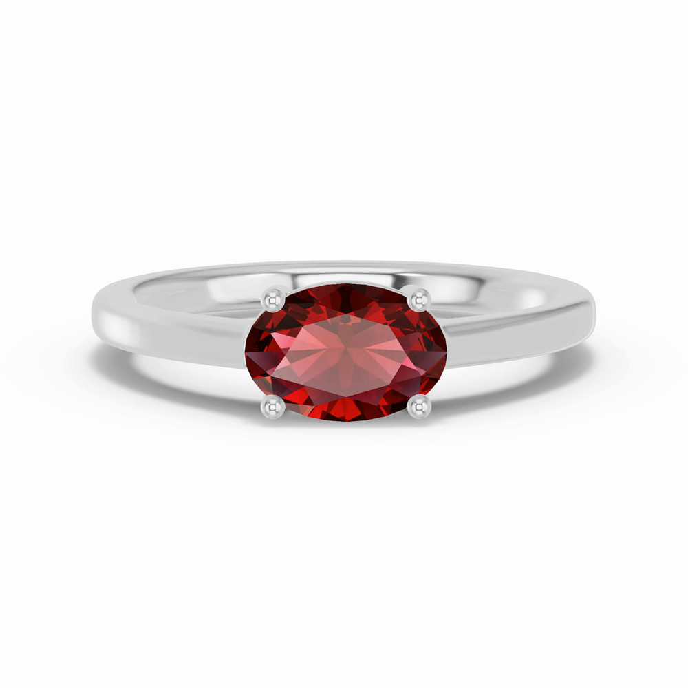 360 degree view of Oval Garnet East-West Silver Ring