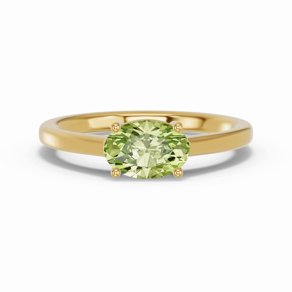 360 degree view of Oval Peridot East-West Ring