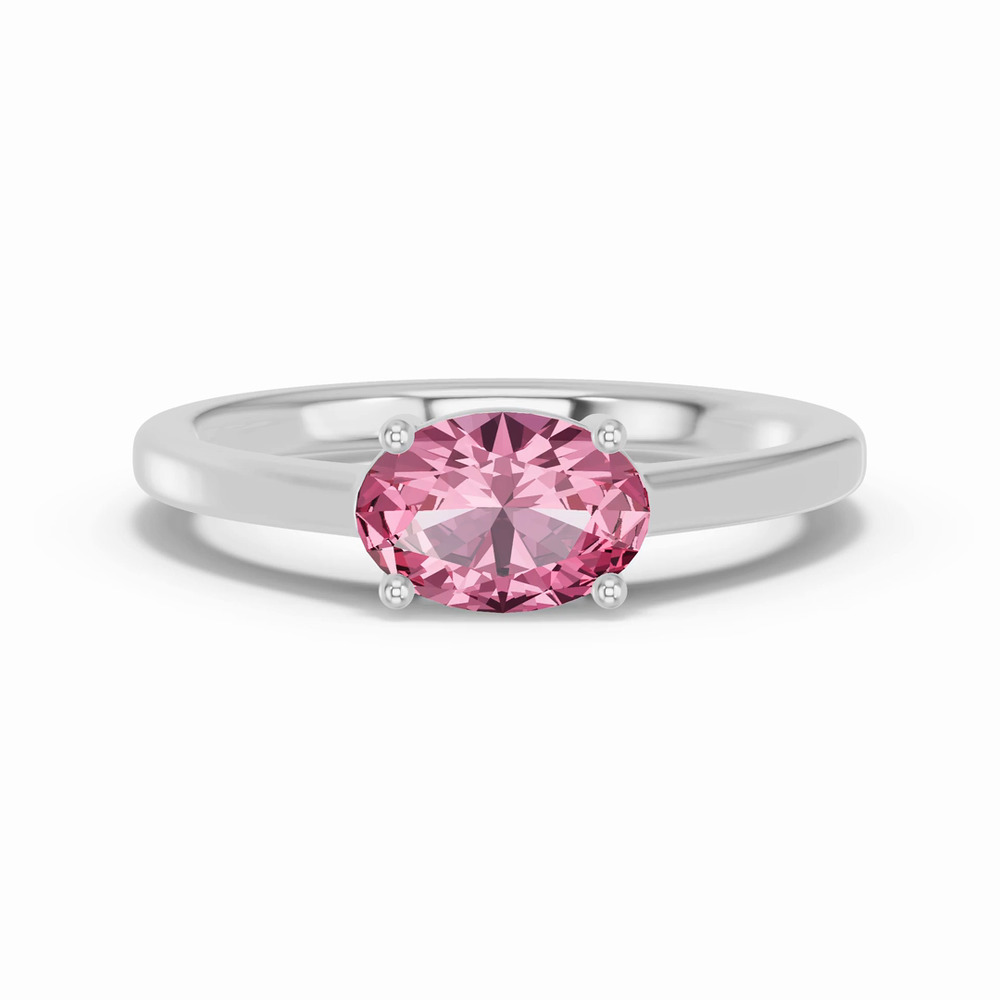 360 degree view of Oval Pink Tourmaline East-West Silver Ring