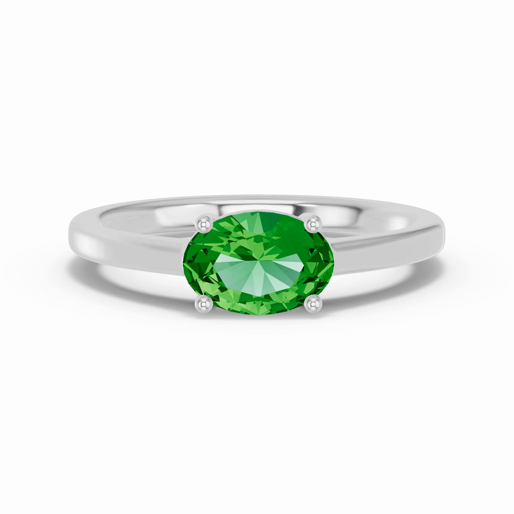 360 degree view of Oval Tsavorite East-West Silver Ring