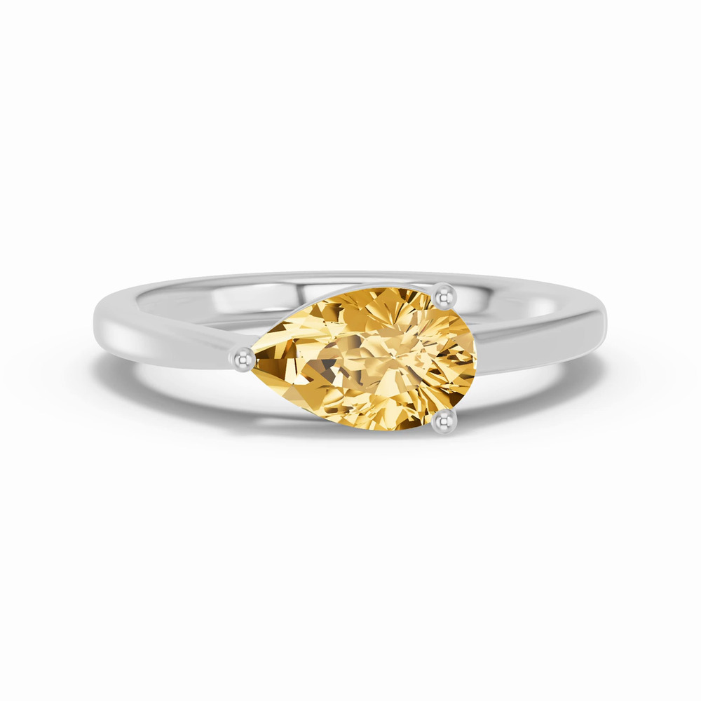 360 degree view of Pear-Shaped Citrine East-West Silver Ring