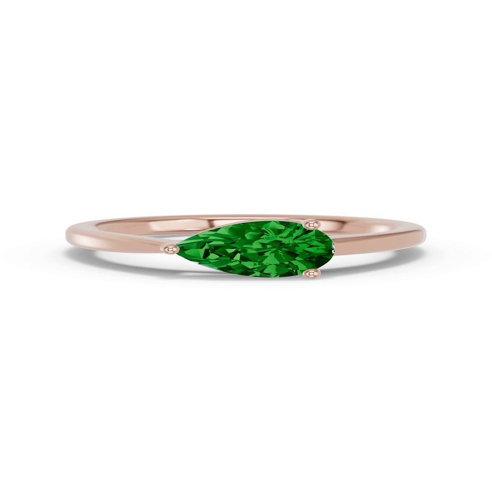 360 degree view of Pear-Shaped Emerald East-West Ring