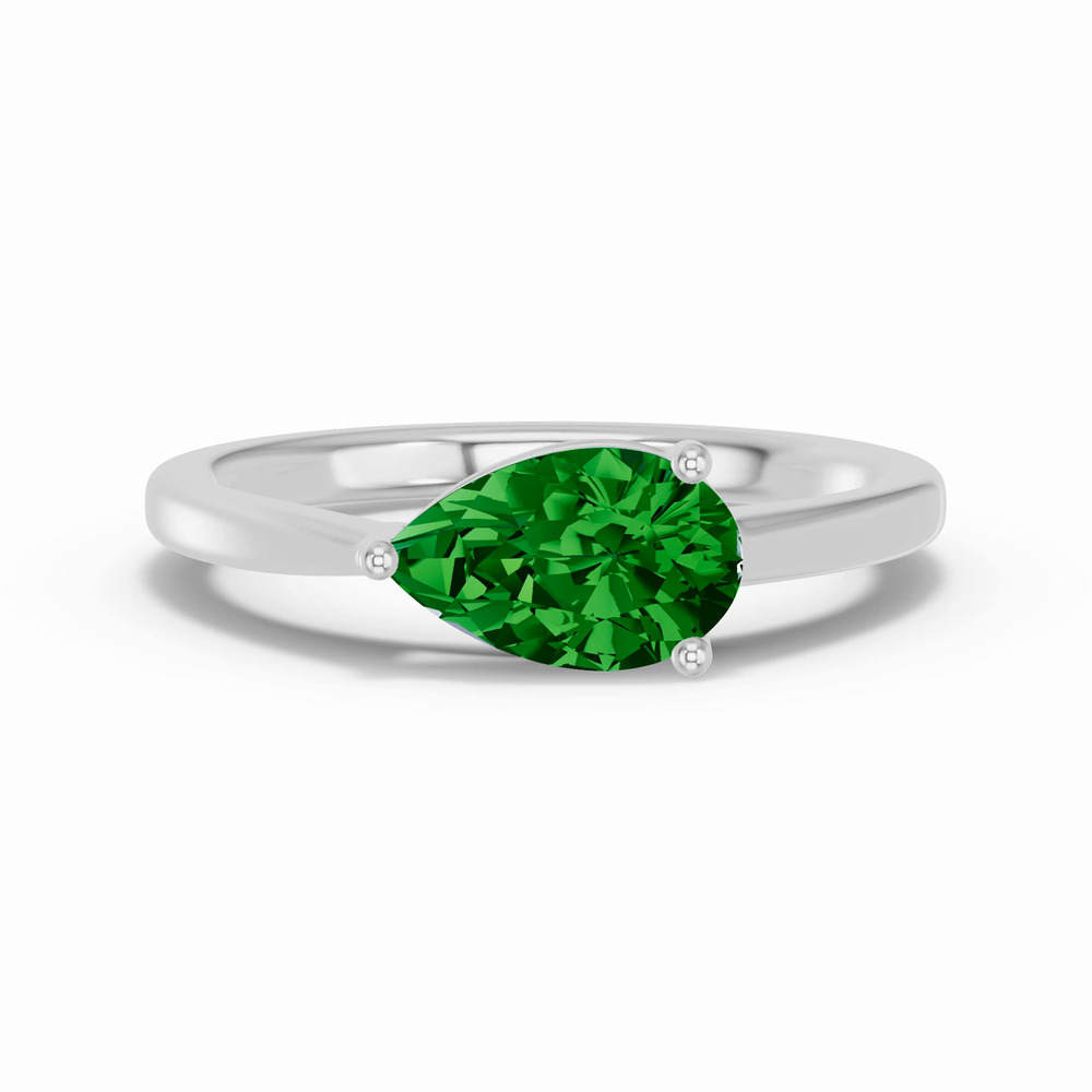 360 degree view of Pear-Shaped Emerald East-West Ring