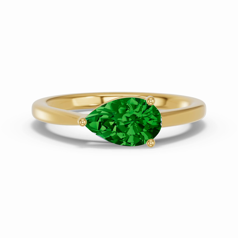 360 degree view of Pear-Shaped Emerald East-West Ring