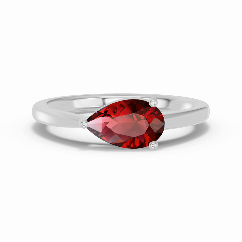 360 degree view of Pear-Shaped Garnet East-West Silver Ring