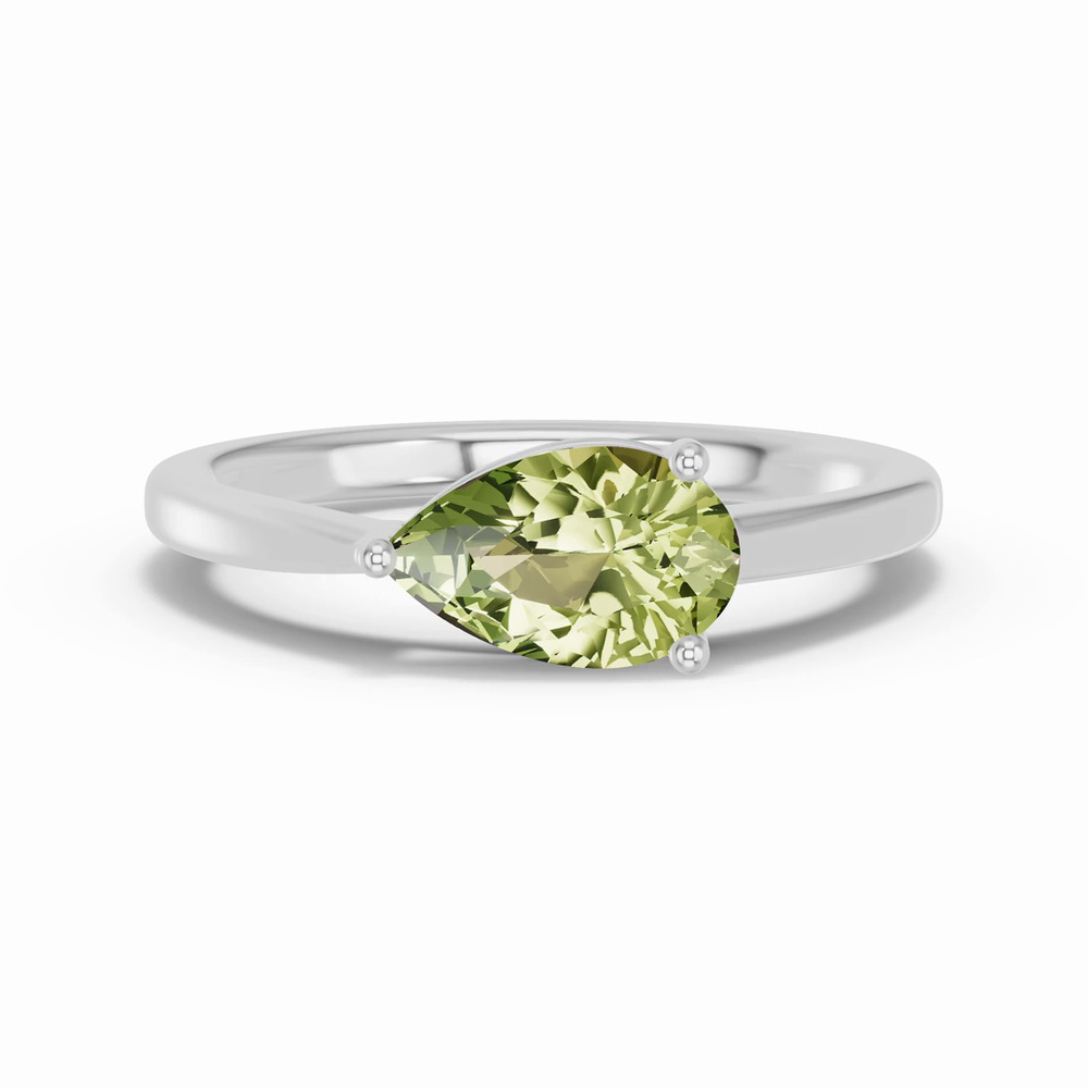 360 degree view of Pear-Shaped Peridot East-West Silver Ring