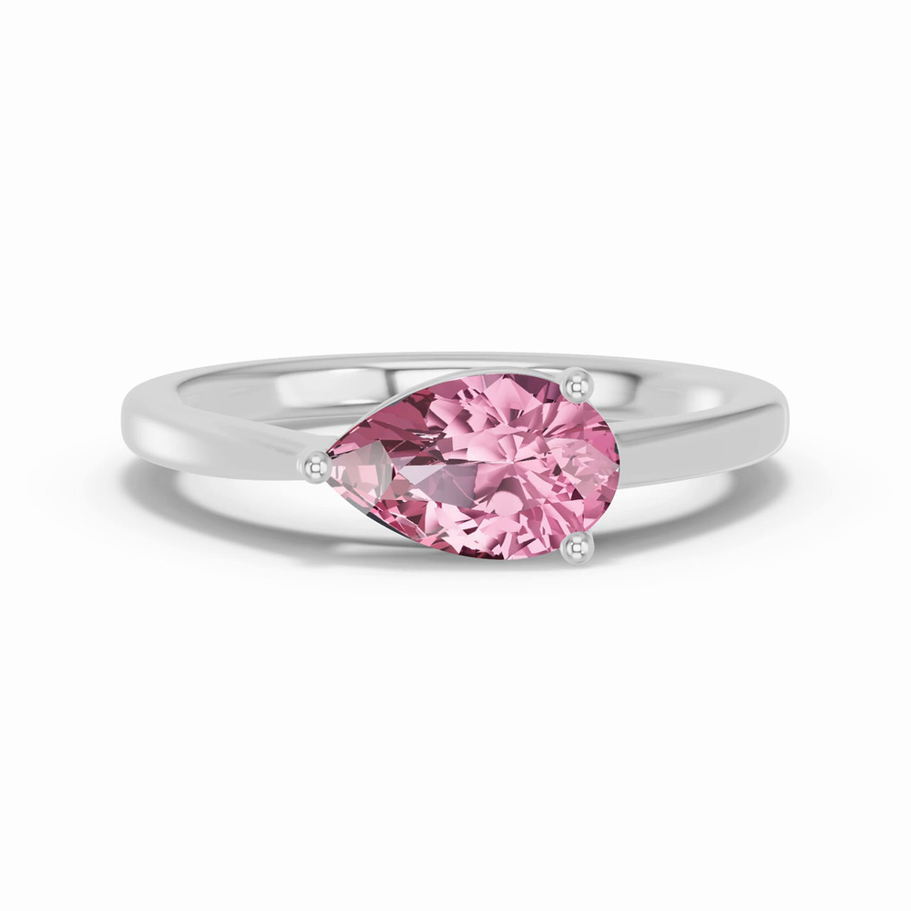 360 degree view of Pear-Shaped Pink Tourmaline East-West Silver Ring