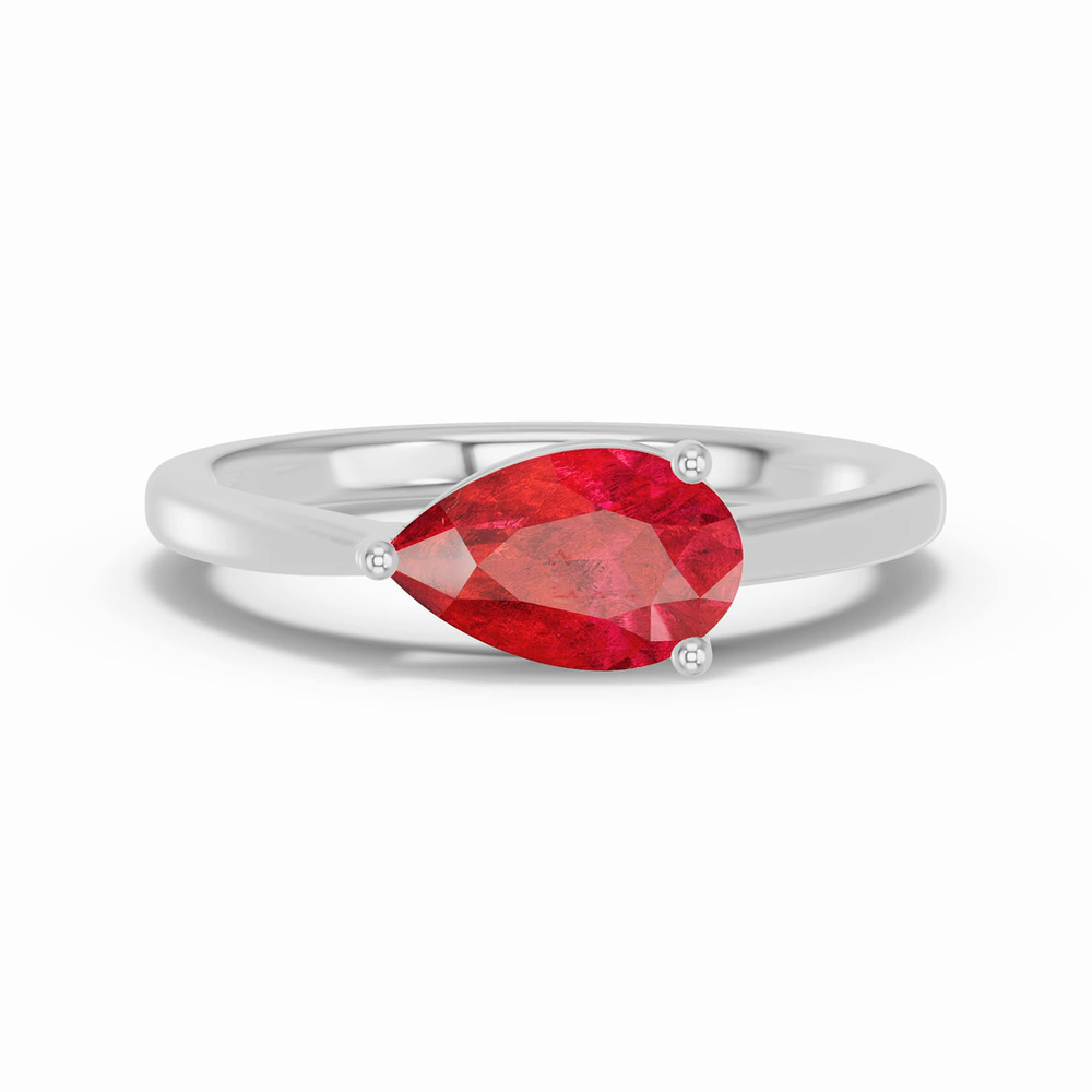 360 degree view of Pear-Shaped Ruby East-West Silver Ring