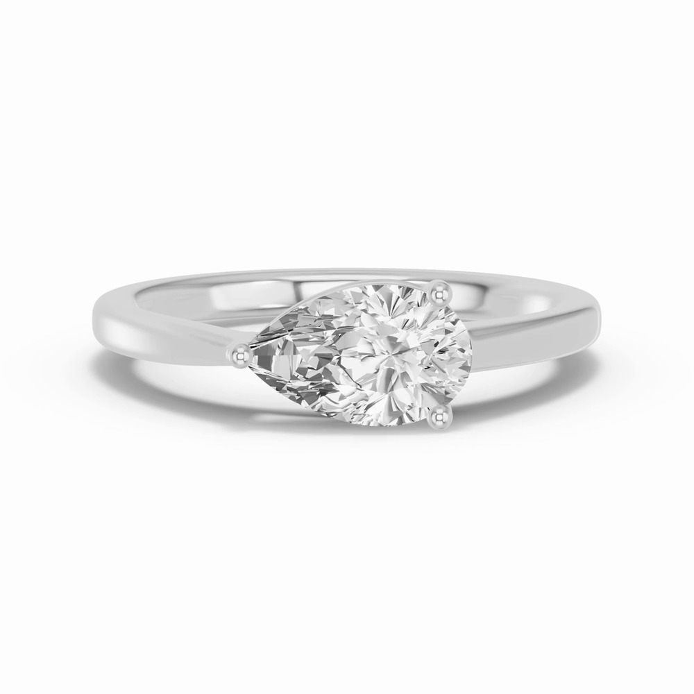 360 degree view of Pear-Shaped Lab Diamond East-West Silver Ring