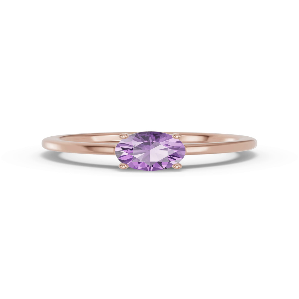 360 degree view of Round Amethyst East-West Ring