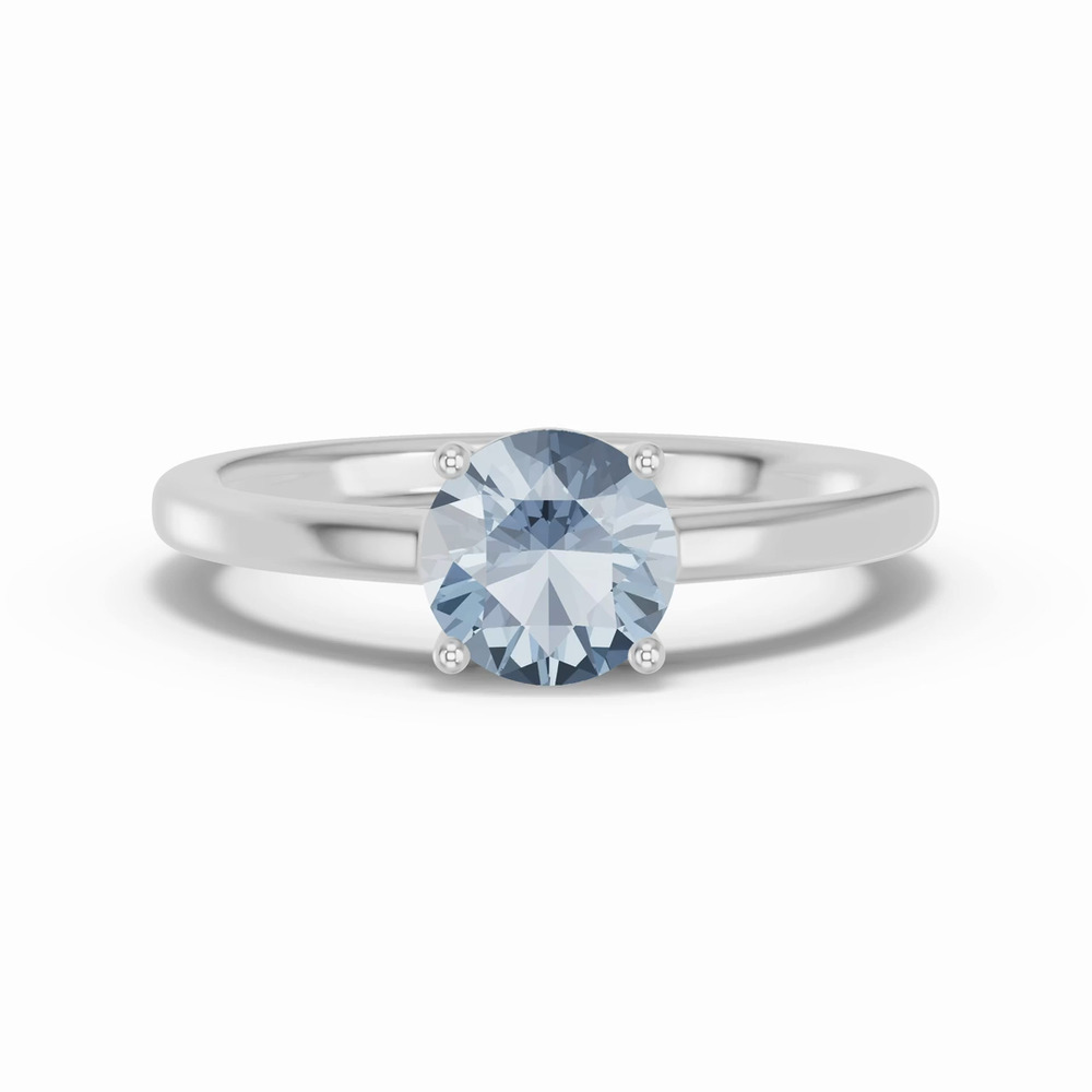 360 degree view of Round Aquamarine East-West Silver Ring