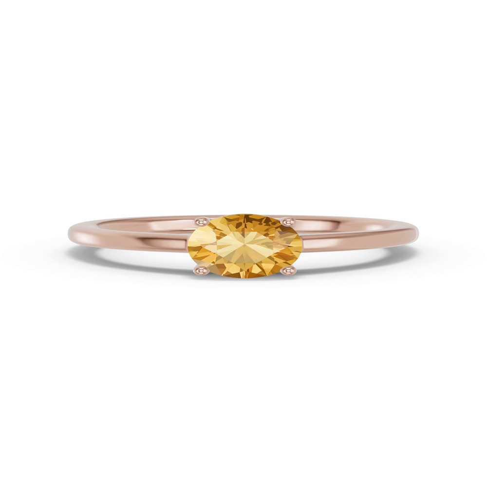 360 degree view of Round Citrine East-West Ring