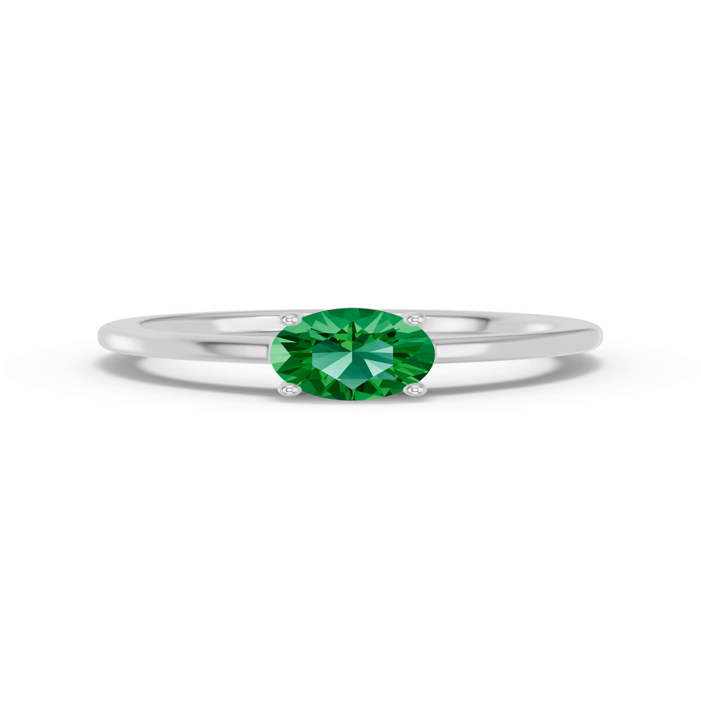 360 degree view of Round Emerald East-West Ring