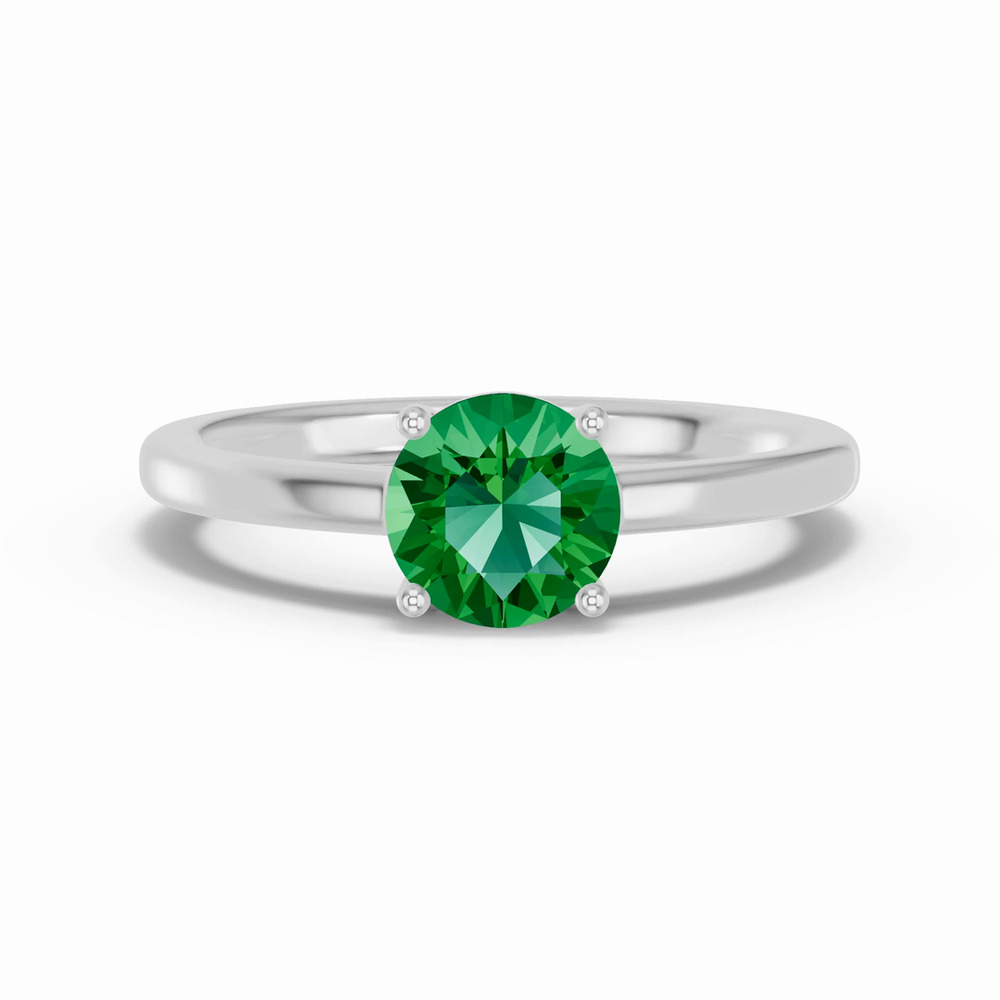 360 degree view of Round Emerald East-West Silver Ring