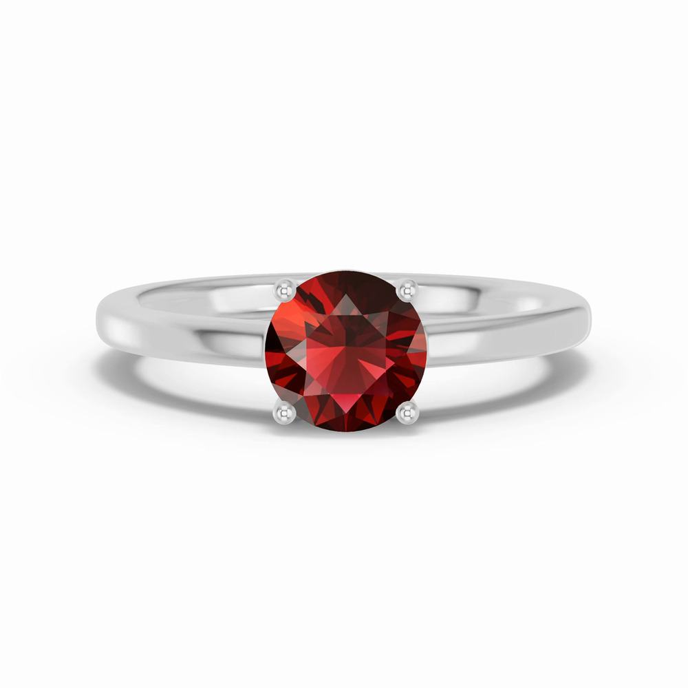 360 degree view of Round Garnet East-West Silver Ring