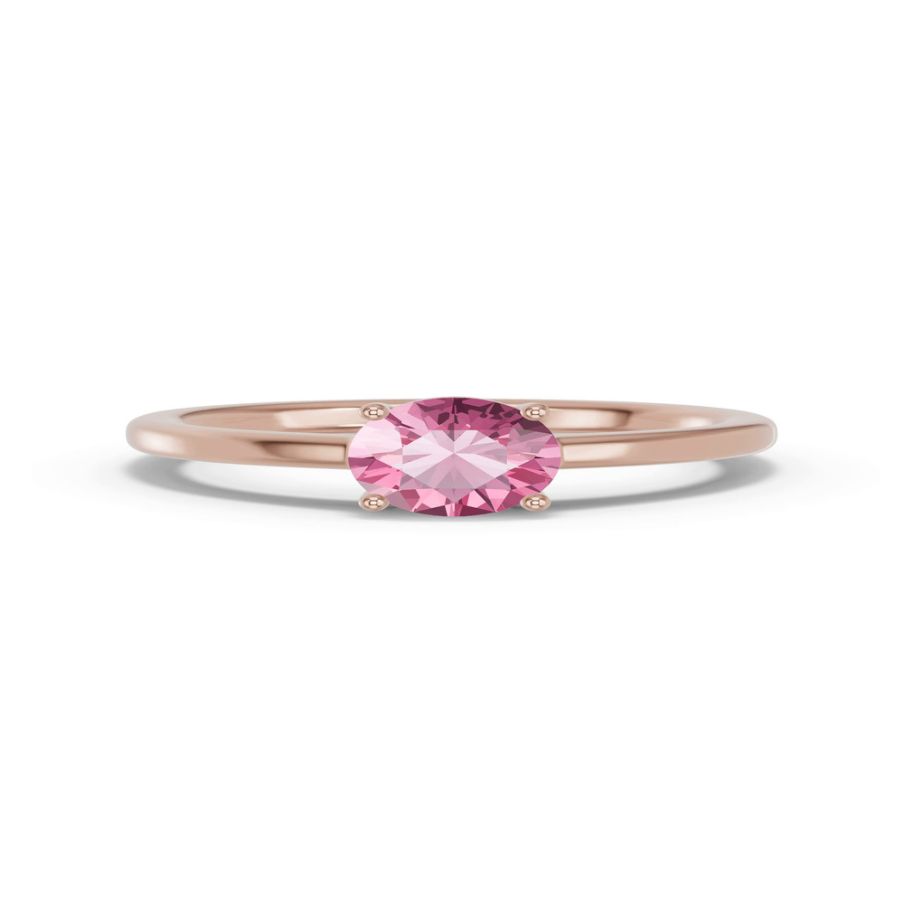 360 degree view of Round Pink Tourmaline East-West Ring
