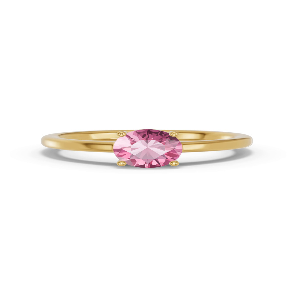 360 degree view of Round Pink Tourmaline East-West Ring