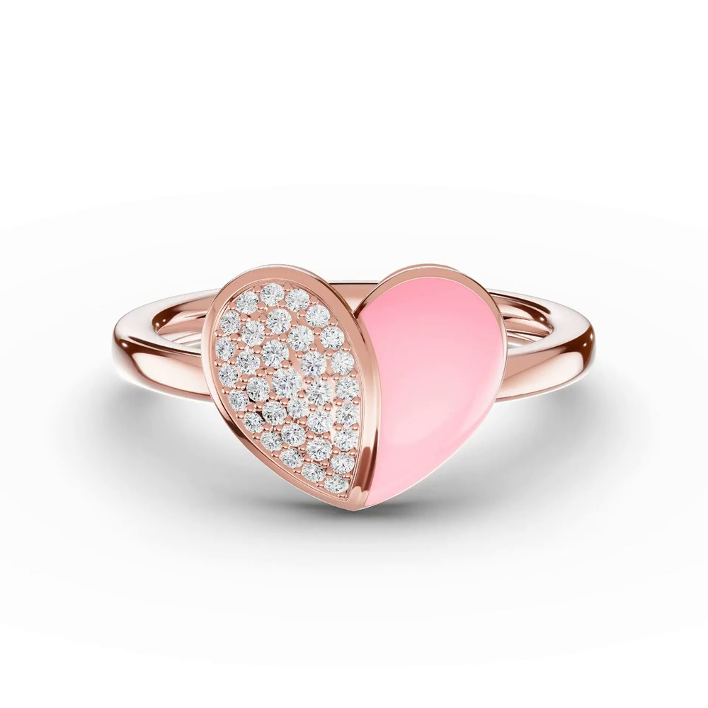 360 degree view of Amara Pink Ceramic Pavé Heart Ring