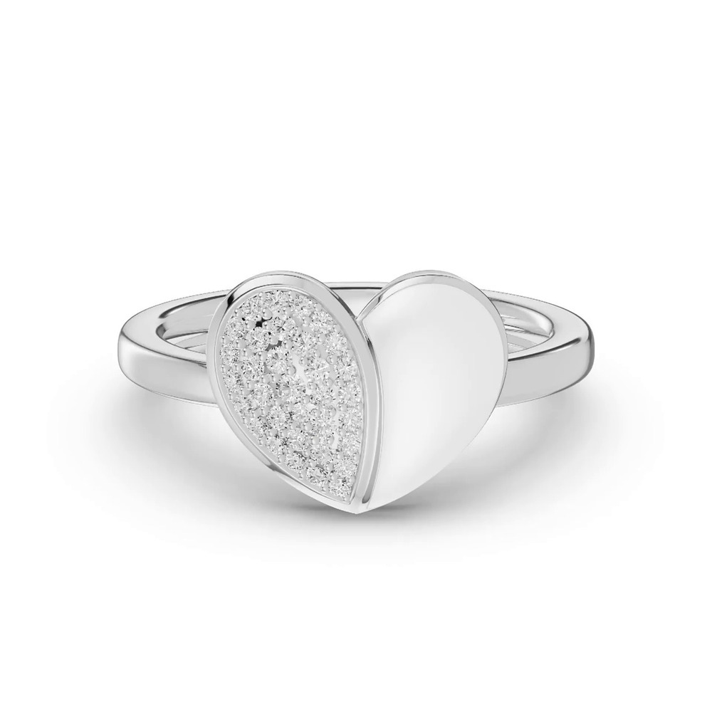 360 degree view of Amara White Ceramic Pavé Heart Ring