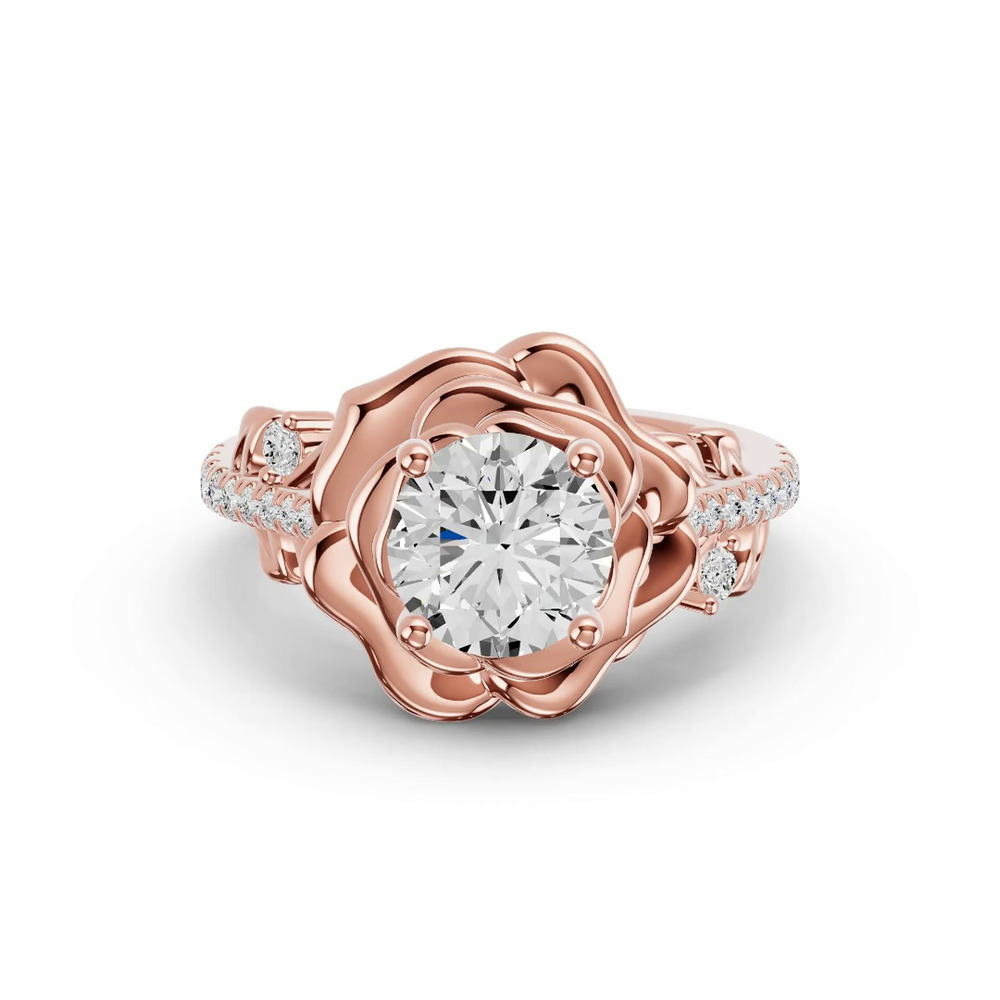360 degree view of Camelia Floral Diamond Engagement Ring