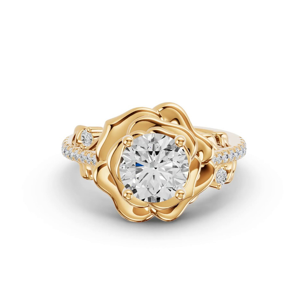 360 degree view of Camelia Floral Lab Diamond Engagement Ring