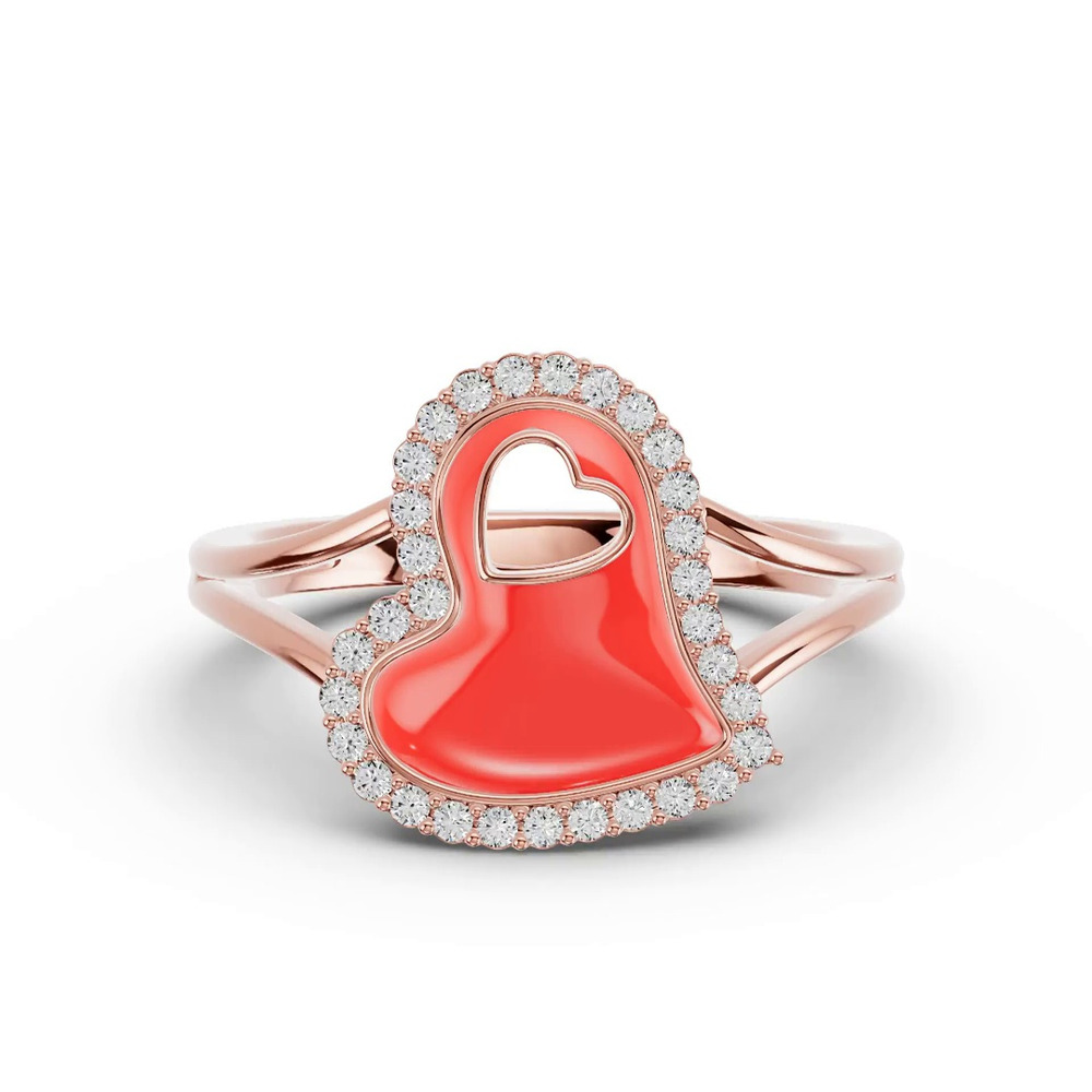 360 degree view of Cherish Red Lab Pavé Heart Ring