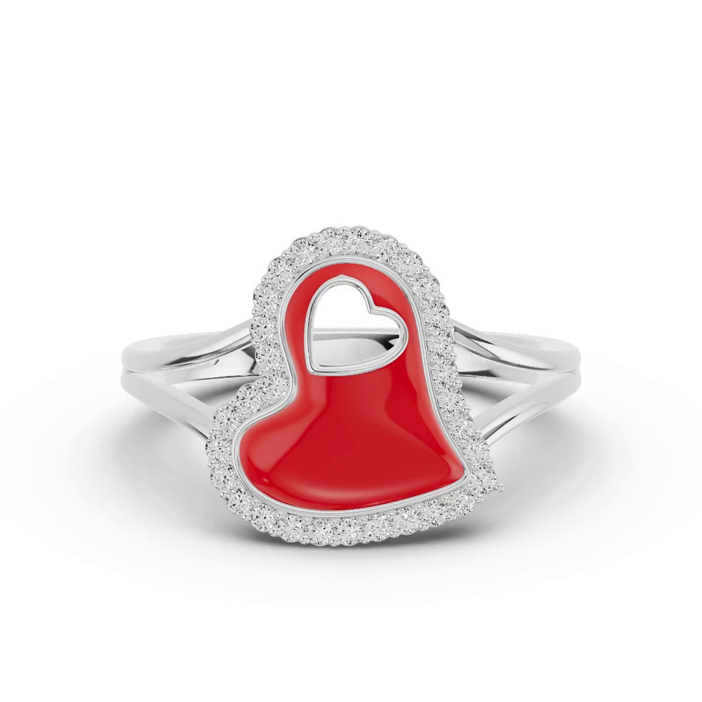 360 degree view of Cherish Red Pavé Heart Ring