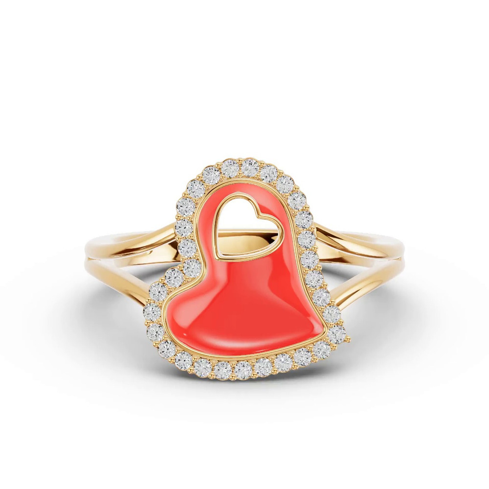 360 degree view of Cherish Red Lab Pavé Heart Ring
