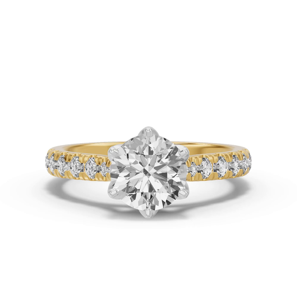 360 degree view of Marigold Royale Tulip-Inspired 6 Prong Two-Tone Engagement Ring