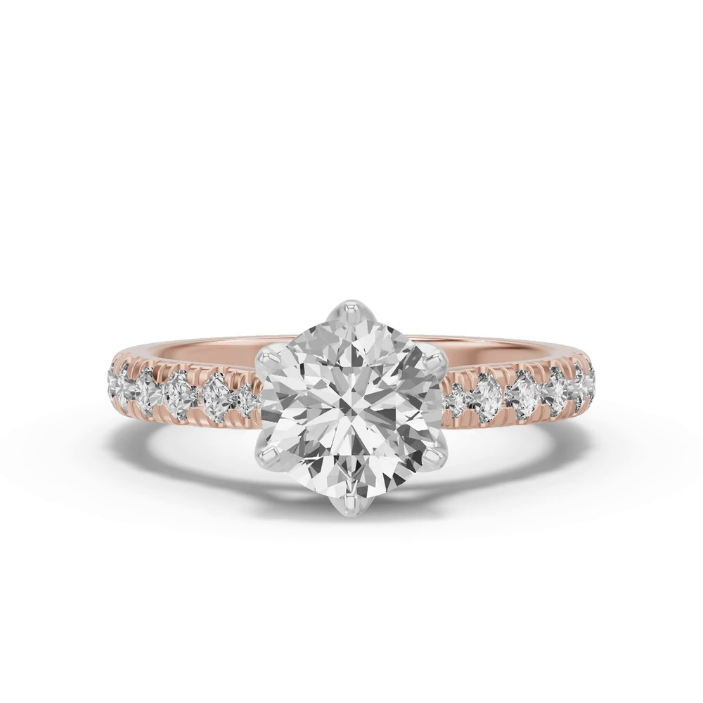 360 degree view of Marigold Royale Tulip Inspired 6 Prong Two-Tone Lab Engagement Ring