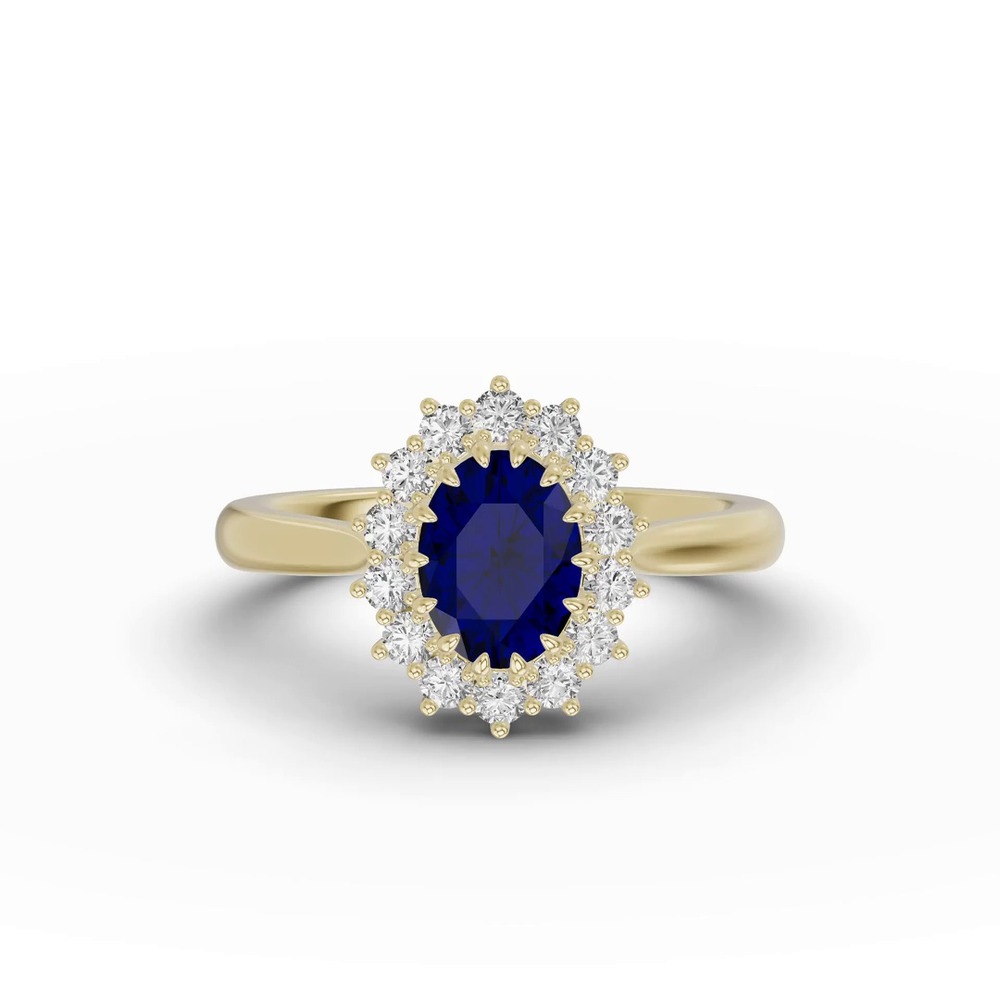 360 degree view of Iconic Oval Sapphire & Lab Diamond Halo Ring (8x6mm)