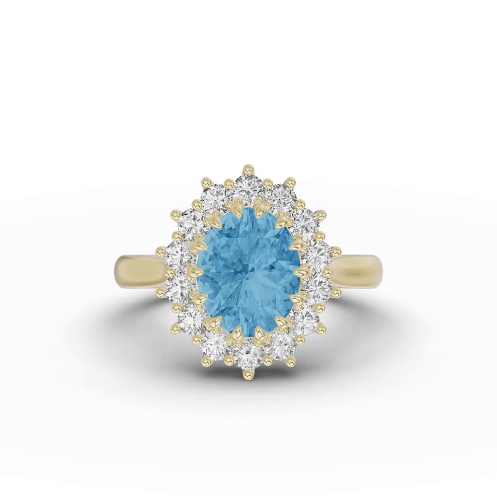 360 degree view of Iconic Oval Aquamarine & Diamond Halo Ring (10x8mm)