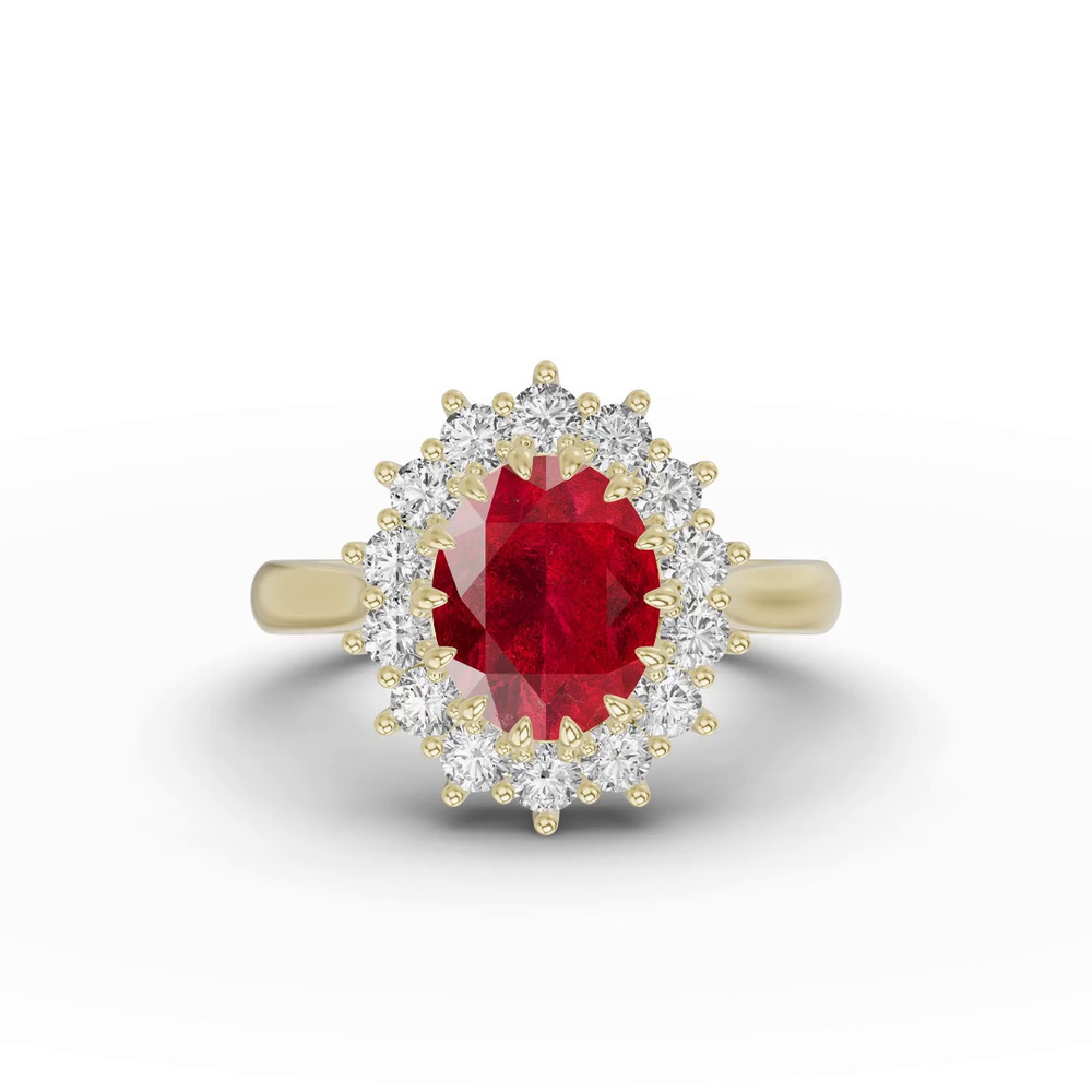 360 degree view of Iconic Oval Ruby & Lab Diamond Halo Ring (10x8mm)