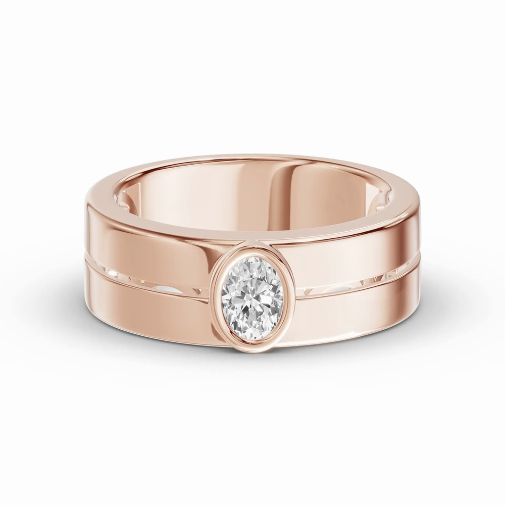 360 degree view of Grooved Oval Lab Diamond Bezel Band (.50 ct.)