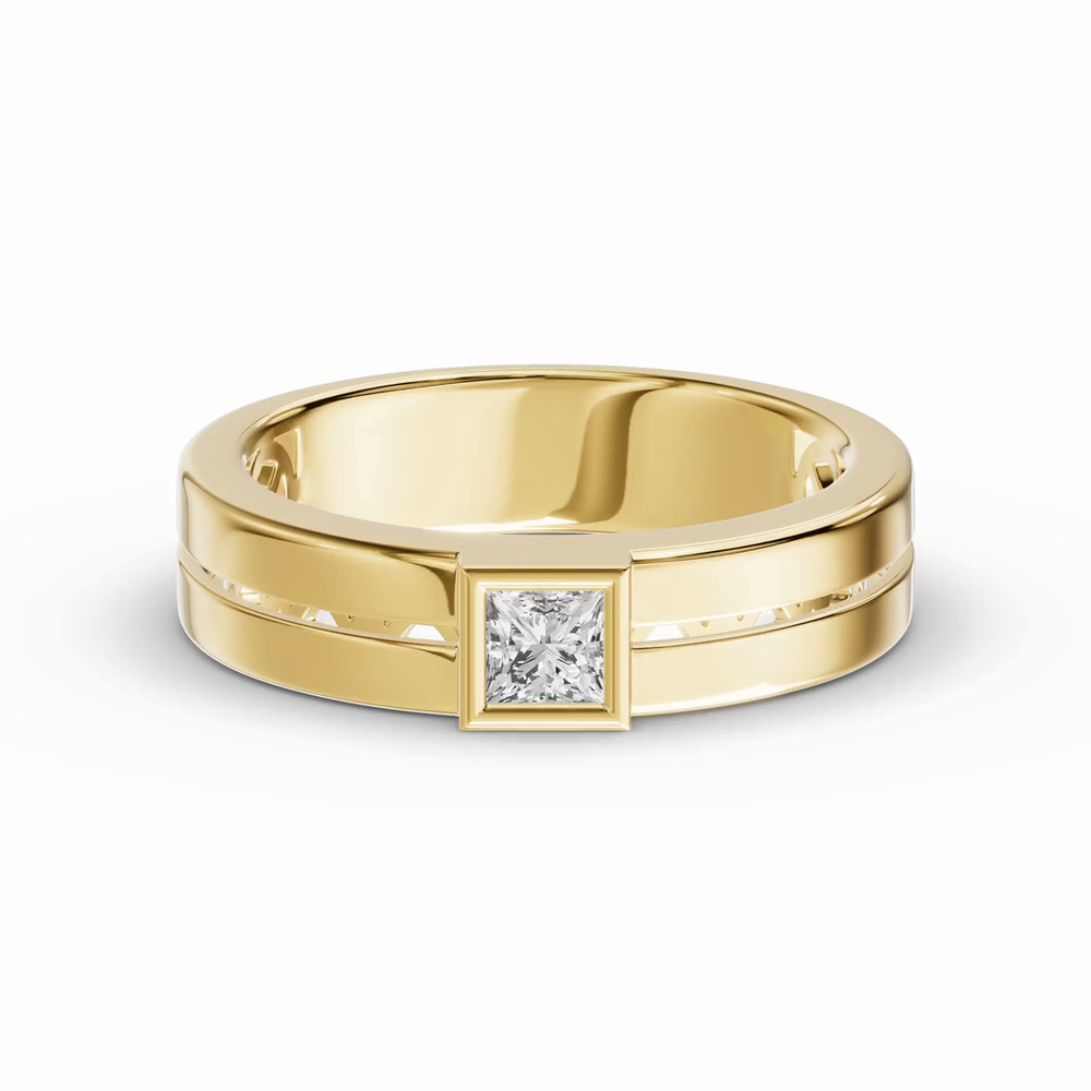 360 degree view of Grooved Princess-Cut Lab Diamond Bezel Band (.50 ct.)