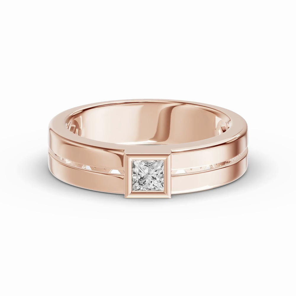 360 degree view of Grooved Princess-Cut Lab Diamond Bezel Band (.50 ct.)