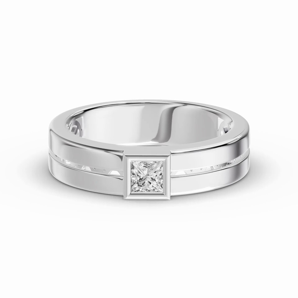 360 degree view of Grooved Princess-Cut Lab Diamond Bezel Band (.50 ct.)