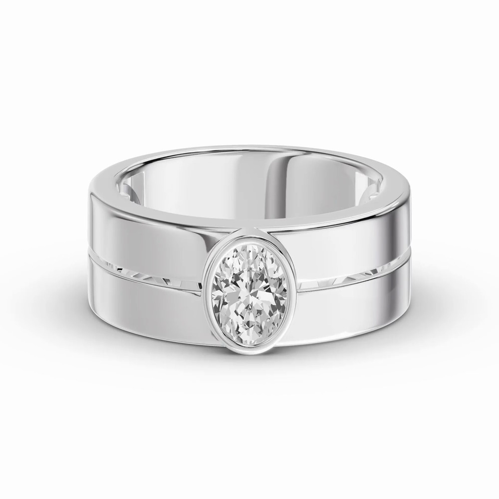 360 degree view of Grooved Oval Lab Diamond Bezel Band (1.00 ct.)
