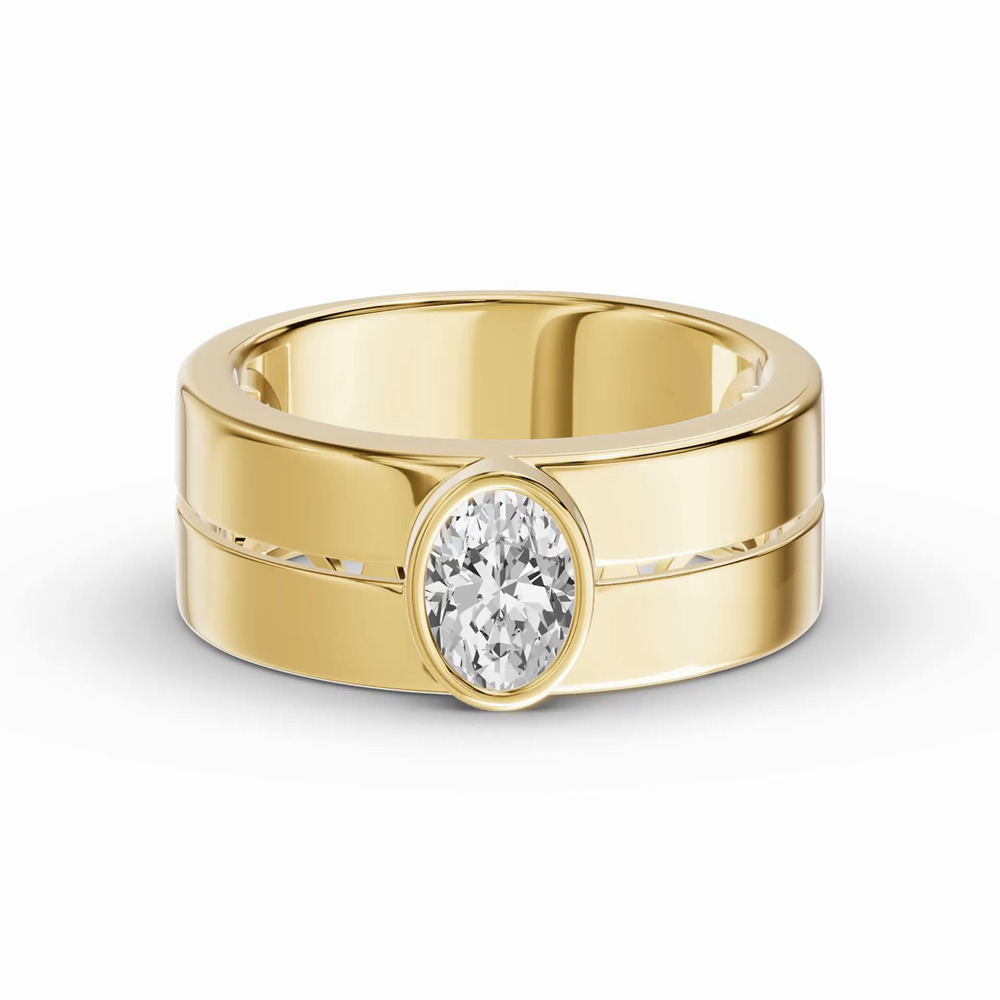 360 degree view of Grooved Oval Lab Diamond Bezel Band (1.00 ct.)
