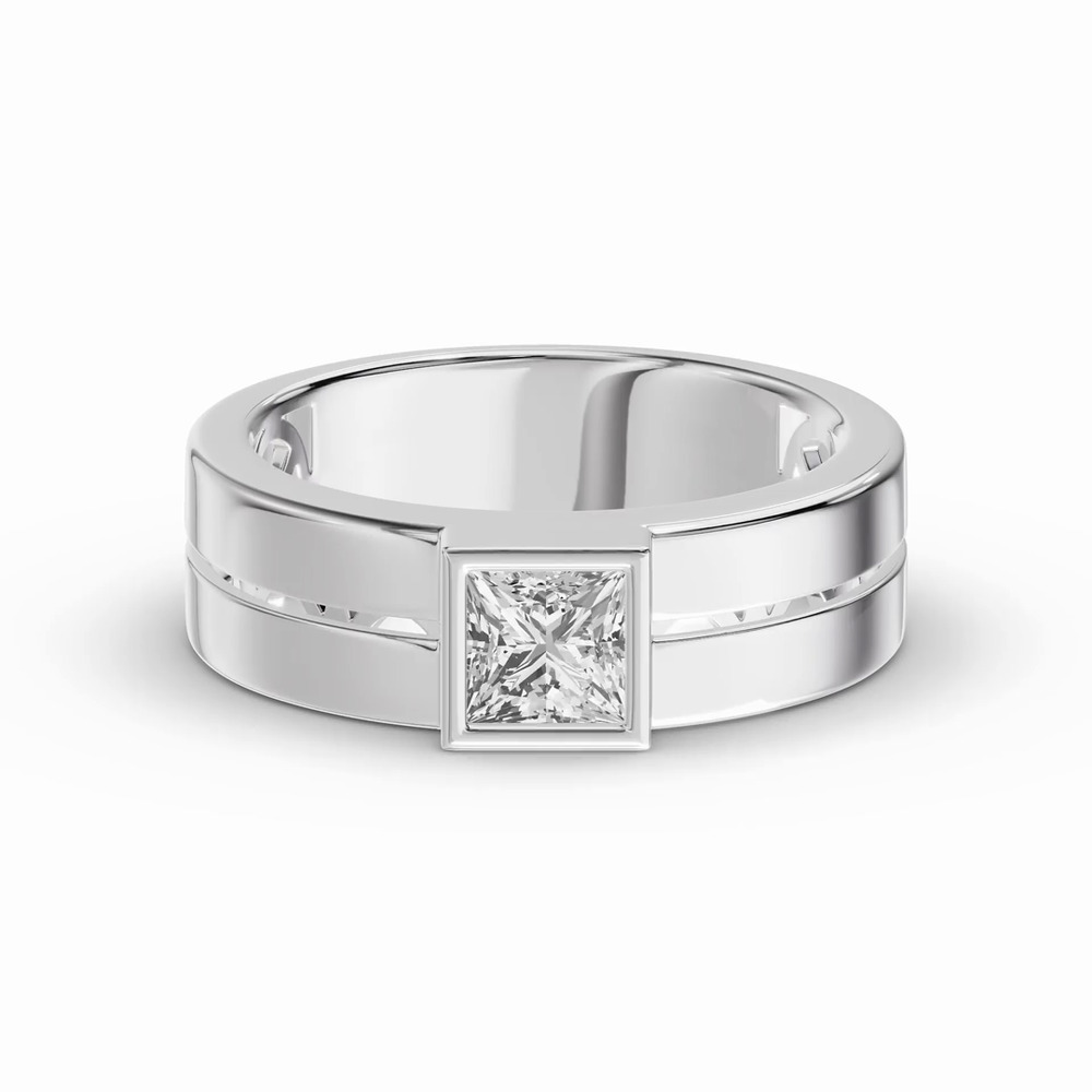 360 degree view of Grooved Princess-Cut Lab Diamond Bezel Band (1.00 ct.)