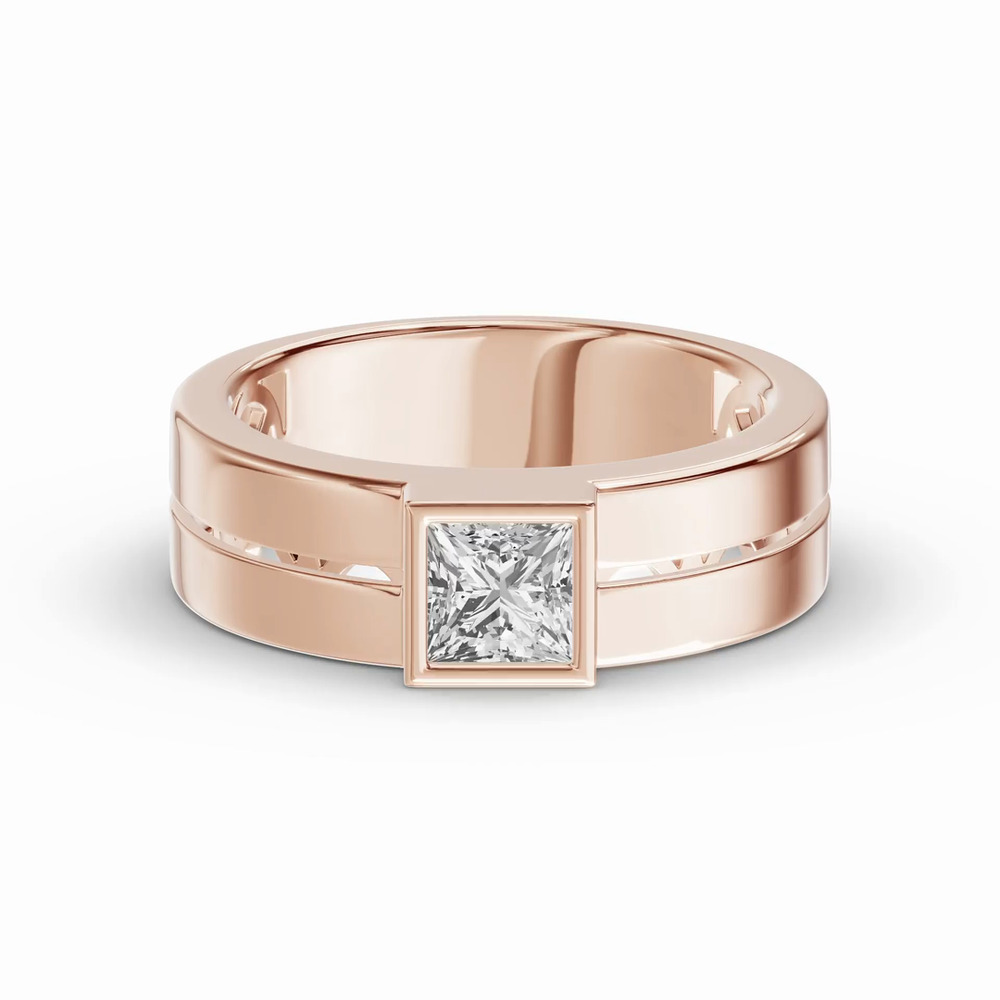 360 degree view of Grooved Princess-Cut Lab Diamond Bezel Band (1.00 ct.)