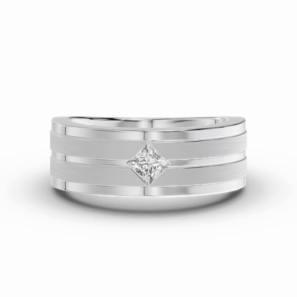 360 degree view of Double-Ridge Princess-Cut Lab Diamond Bezel Band (.50 ct.)