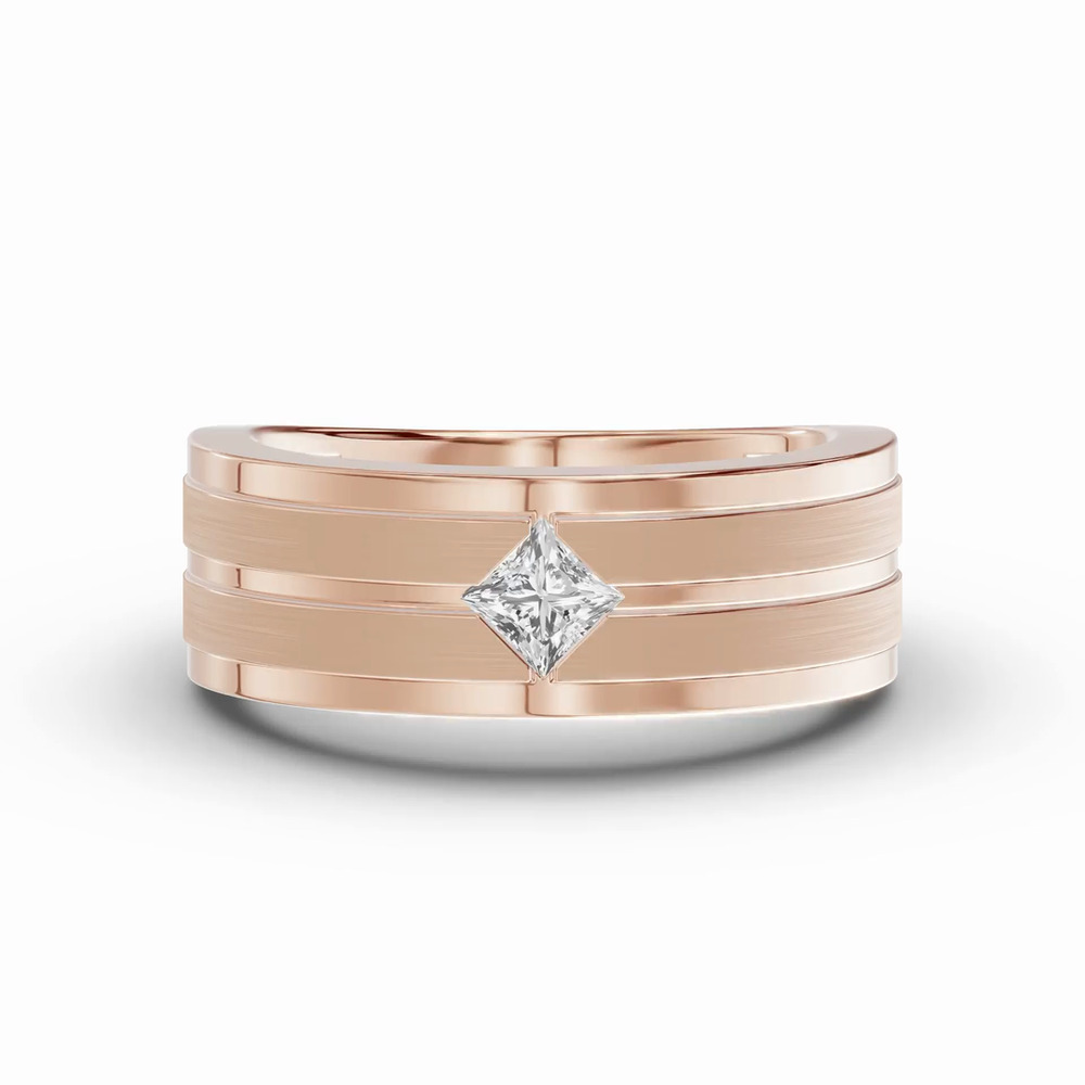 360 degree view of Double-Ridge Princess-Cut Lab Diamond Bezel Band (.50 ct.)